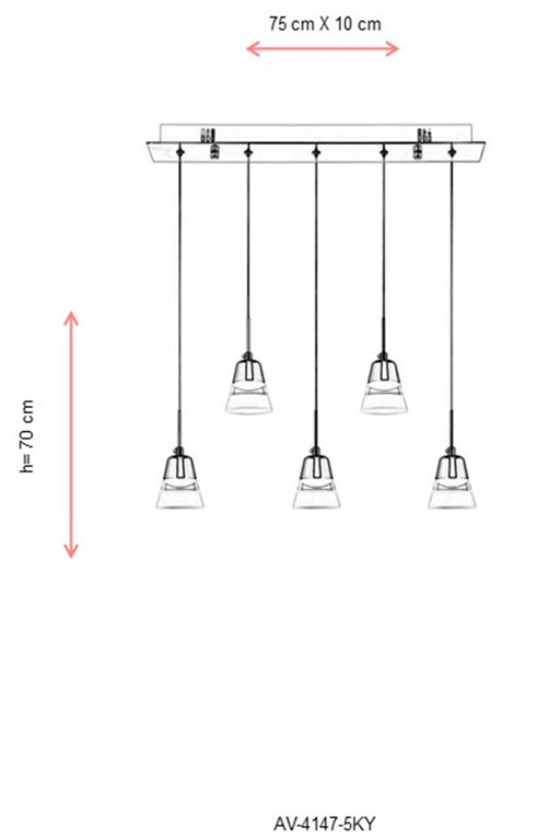 Lustra LED Avonni Crom , 5XLED, AV-4147-5KY - AsiHome