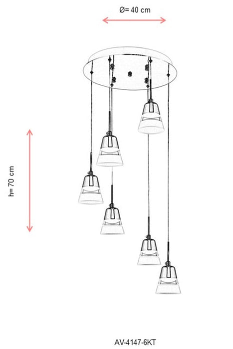 Lustra LED Avonni Crom , 6XLED, AV-4147-6KT - AsiHome