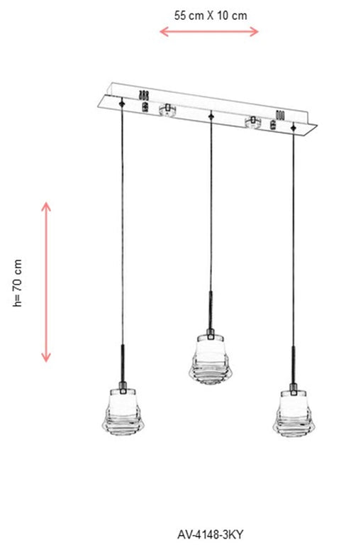 Lustra LED Avonni Crom , 3XLED, AV-4148-3KY - AsiHome