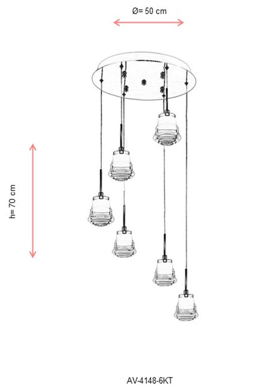 Lustra LED Avonni Crom , 6XLED, AV-4148-6KT - AsiHome