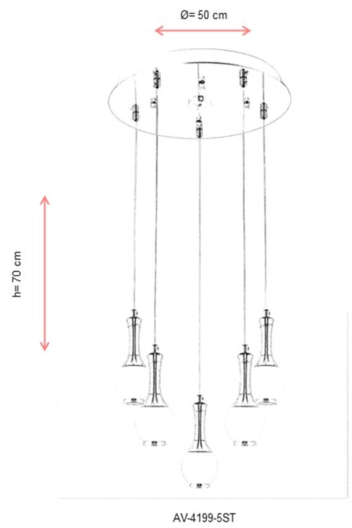 Lustra LED Avonni Auriu, 5XLED, AV-4199-5ST - AsiHome