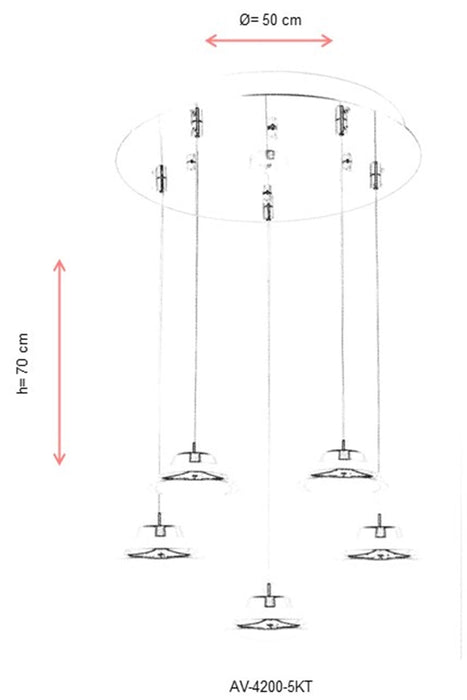 Lustra LED Avonni Crom , 5XLED, AV-4200-5KT - AsiHome