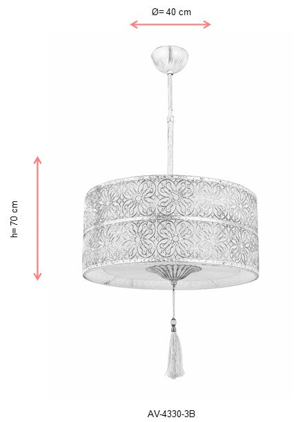 Lustra moderna Avonni Alb patinat, 3XE27, AV-4330-3B - AsiHome