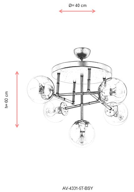 Lustra moderna Avonni 4331, Negru, E27 - AsiHome