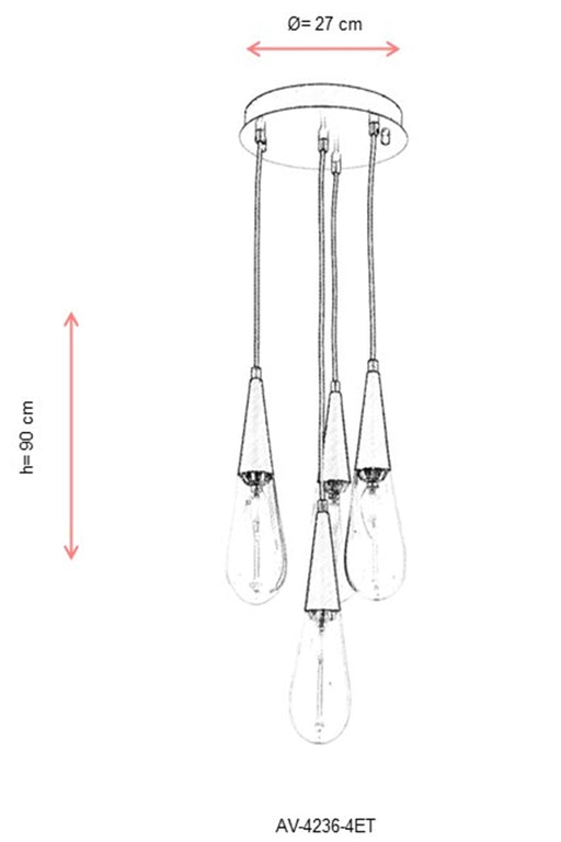 Lustra moderna Avonni Antic, 4XE14, AV-4236-4ET - AsiHome