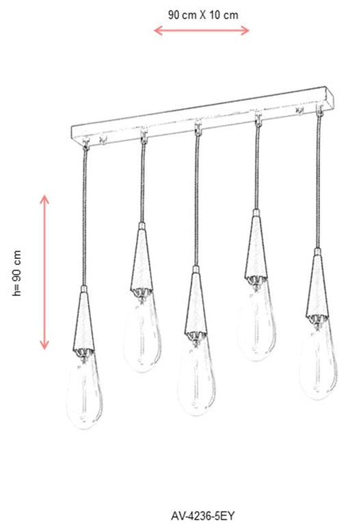 Lustra moderna Avonni Antic, 5XE14, AV-4236-5EY - AsiHome