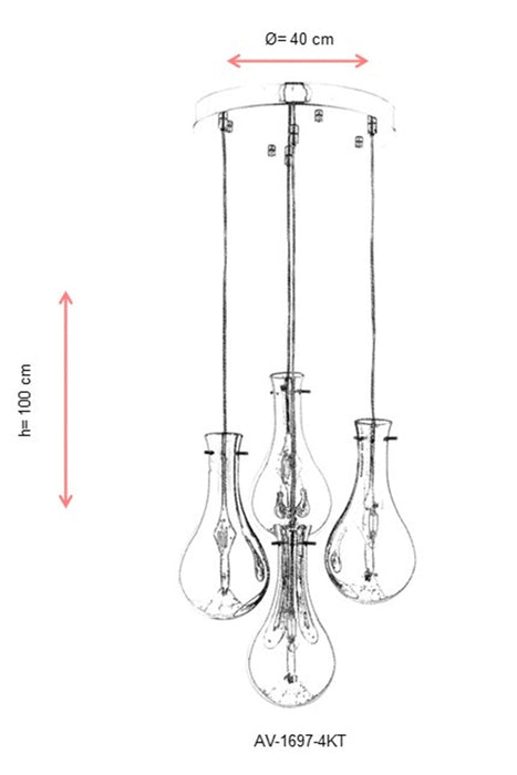 Lustra moderna Avonni Crom , 4XE14, AV-1697-4KT - AsiHome