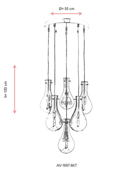 Lustra moderna Avonni Crom , 6XE14, AV-1697-6KT - AsiHome