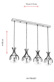 Lustra moderna Avonni Antic, 4XE27, AV-1766-4EY - AsiHome