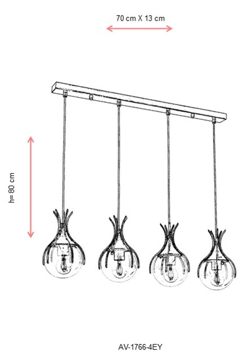 Lustra moderna Avonni Antic, 4XE27, AV-1766-4EY - AsiHome