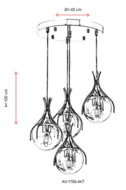 Lustra moderna Avonni Crom , 4XE27, AV-1766-4KT - AsiHome