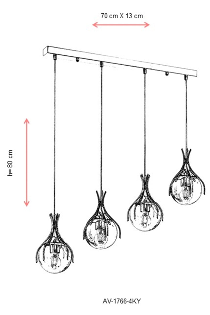 Lustra moderna Avonni Crom , 4XE27, AV-1766-4KY - AsiHome