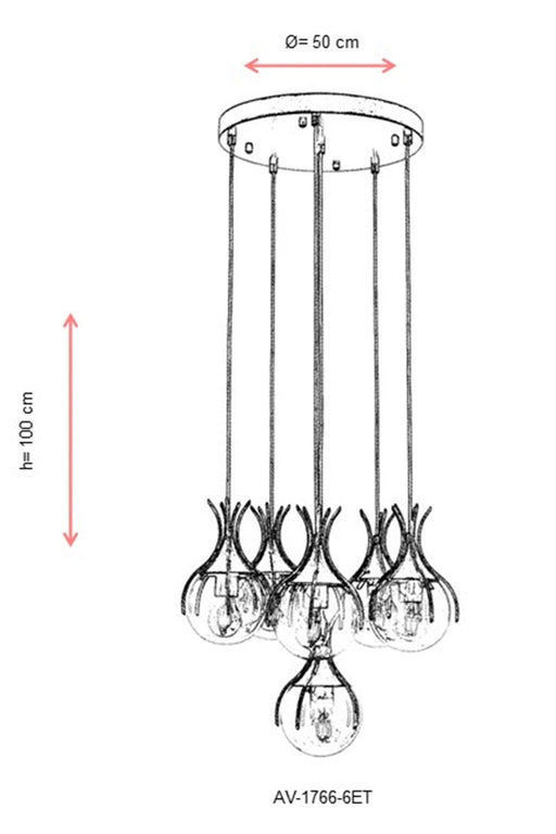 Lustra moderna Avonni Antic, 6XE27, AV-1766-6ET - AsiHome