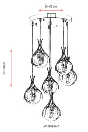 Lustra moderna Avonni Crom , 6XE27, AV-1766-6KT - AsiHome