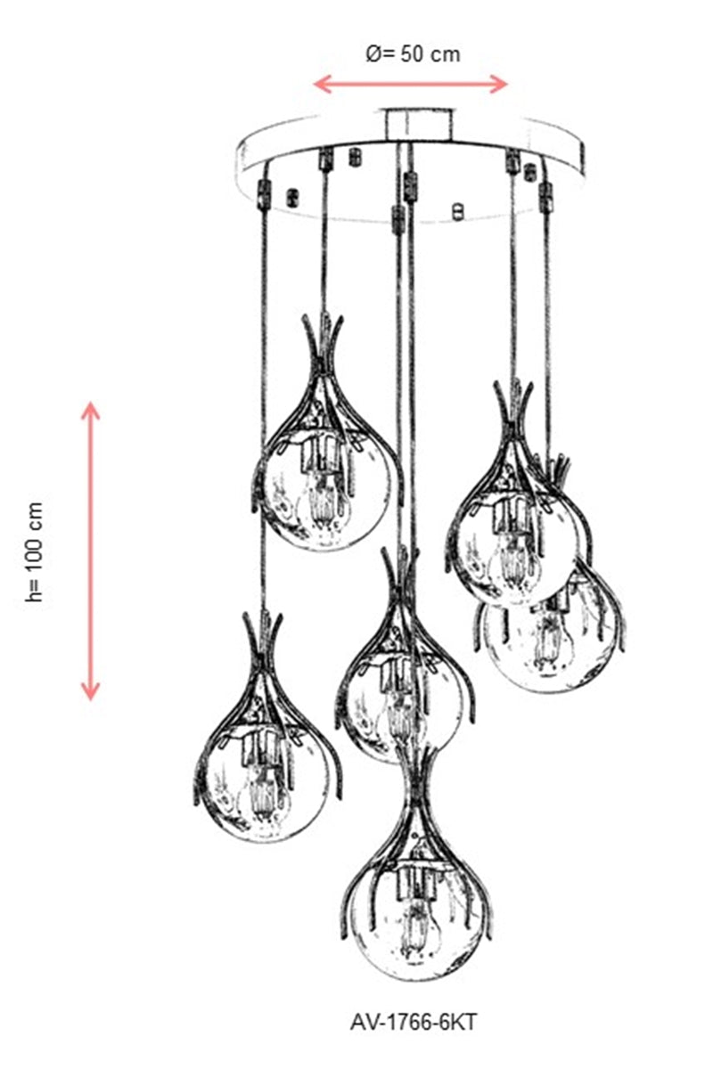 Lustra moderna Avonni Crom , 6XE27, AV-1766-6KT - AsiHome