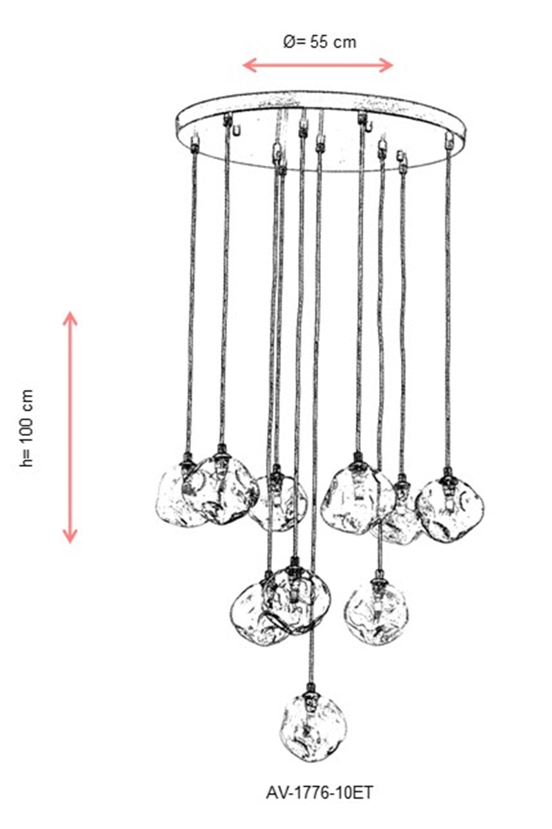 Lustra moderna Avonni Antic, 10XG9, AV-1776-10ET - AsiHome
