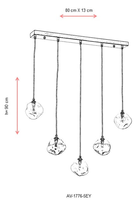 Lustra moderna Avonni Antic, 5XG9, AV-1776-5EY - AsiHome