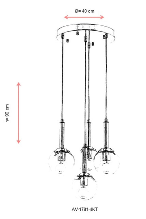 Lustra moderna Avonni Crom , 4XE27, AV-1781-4KT - AsiHome