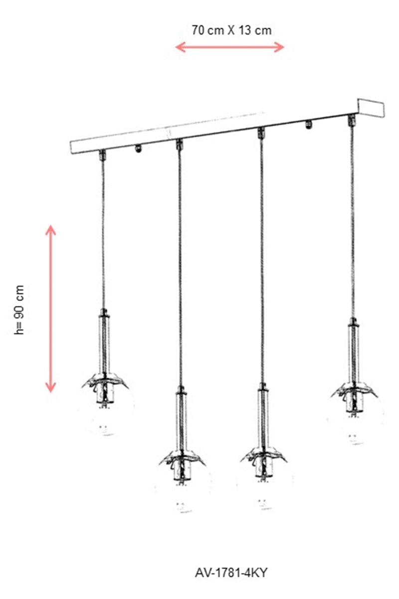 Lustra moderna Avonni Crom , 4XE27, AV-1781-4KY - AsiHome