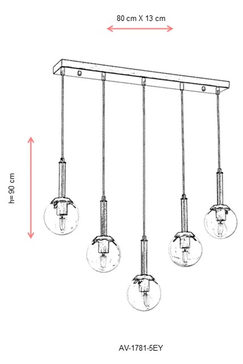 Lustra moderna Avonni Antic, 5XE27, AV-1781-5EY - AsiHome