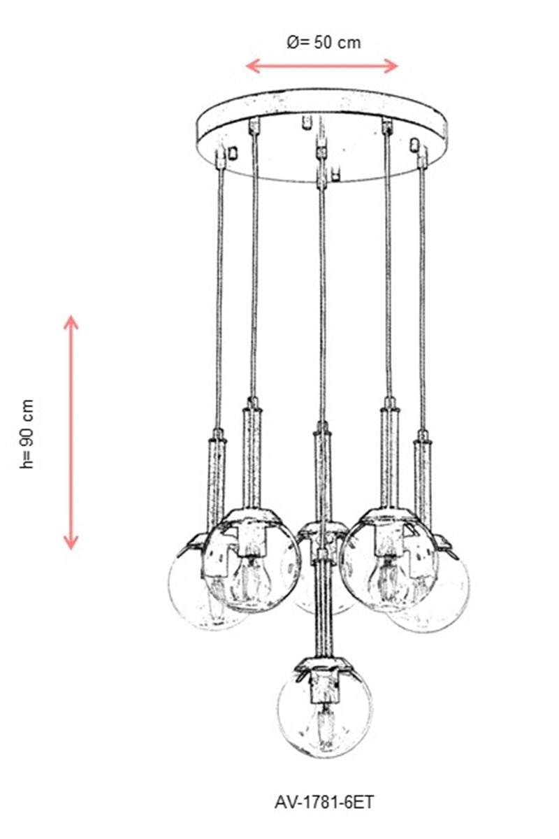 Lustra moderna Avonni Antic, 6XE27, AV-1781-6ET - AsiHome