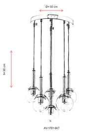 Lustra moderna Avonni Crom , 6XE27, AV-1781-6KT - AsiHome