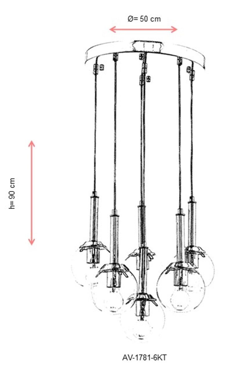 Lustra moderna Avonni Crom , 6XE27, AV-1781-6KT - AsiHome
