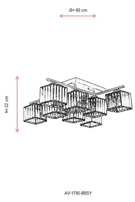 Lustra moderna Avonni Negru , 8XE27, AV-1795-8BSY - AsiHome