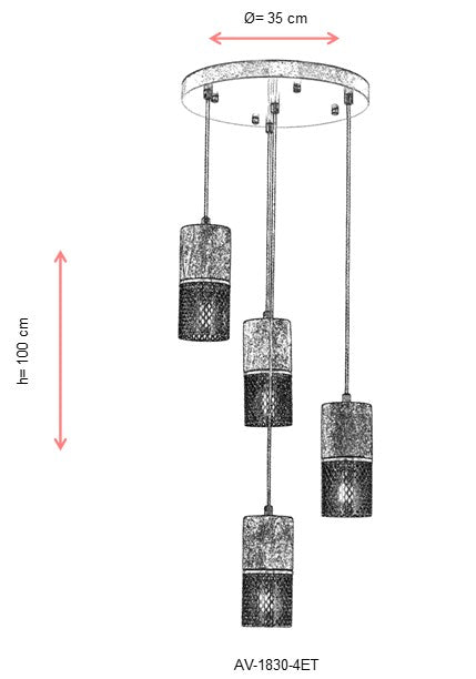 Lustra moderna Avonni Antic, 4XE27, AV-1830-4ET - AsiHome