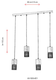 Lustra moderna Avonni Antic, 4XE27, AV-1830-4EY - AsiHome