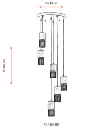 Lustra moderna Avonni Antic, 6XE27, AV-1830-6ET - AsiHome