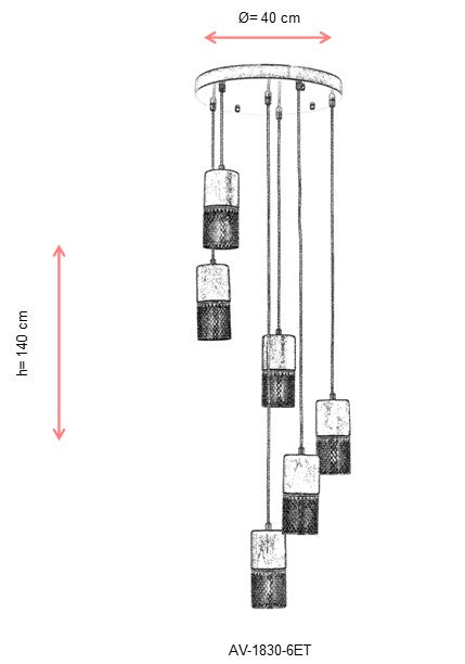 Lustra moderna Avonni Antic, 6XE27, AV-1830-6ET - AsiHome