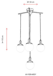 Lustra moderna Avonni Negru , 4XE27, AV-1838-4BSY - AsiHome