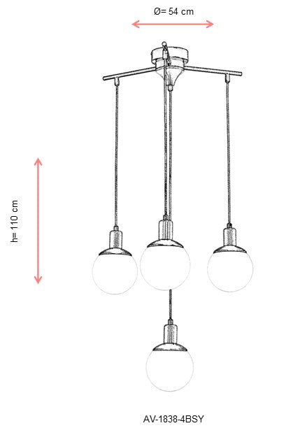 Lustra moderna Avonni Negru , 4XE27, AV-1838-4BSY - AsiHome