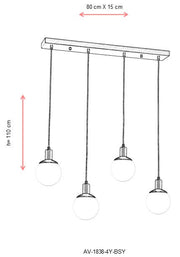 Lustra moderna Avonni Negru , 4XE27, AV-1838-4Y-BSY - AsiHome