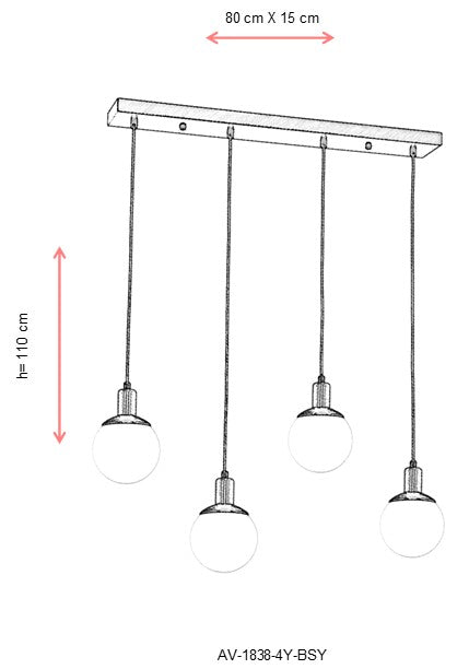 Lustra moderna Avonni Negru , 4XE27, AV-1838-4Y-BSY - AsiHome