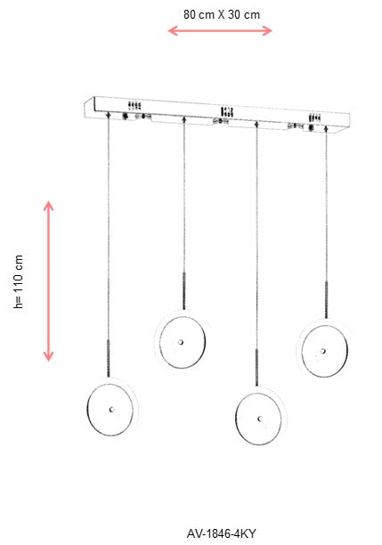 Lustra LED Avonni Crom , 4XLED, AV-1846-4KY - AsiHome