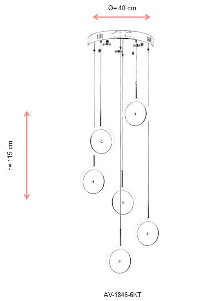 Lustra LED Avonni Crom , 6XLED, AV-1846-6KT - AsiHome