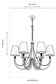 Lustra clasica Avonni Auriu, 8XE14, AV-4325-6S - AsiHome