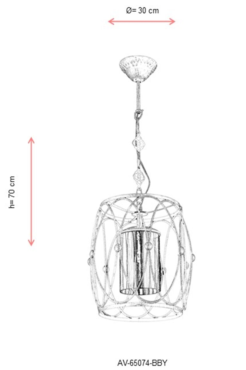 Lustra moderna Avonni Alb patinat, 1XE27, AV-65074-BBY - AsiHome