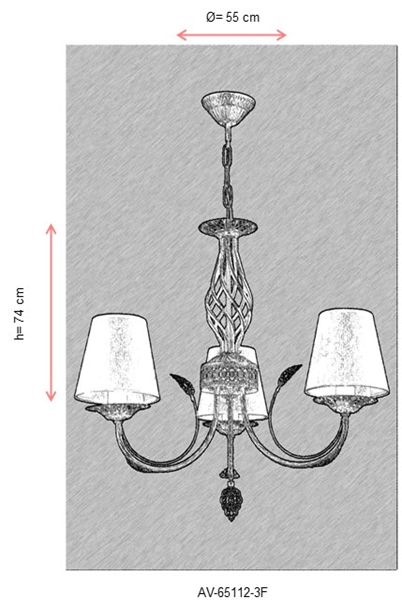 Lustra clasica Avonni Alb patinat, 5XE14, AV-65112-3F - AsiHome
