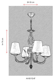 Lustra clasica Avonni Alb patinat, 5XE14, AV-65112-4F - AsiHome