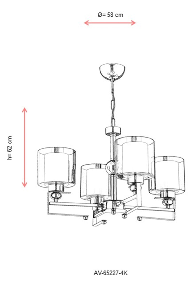 Lustra moderna Avonni Crom , 4XE27, AV-65227-4K - AsiHome