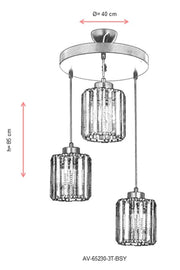 Lustra moderna Avonni Negru , 3XE27, AV-65230-3T-BSY - AsiHome