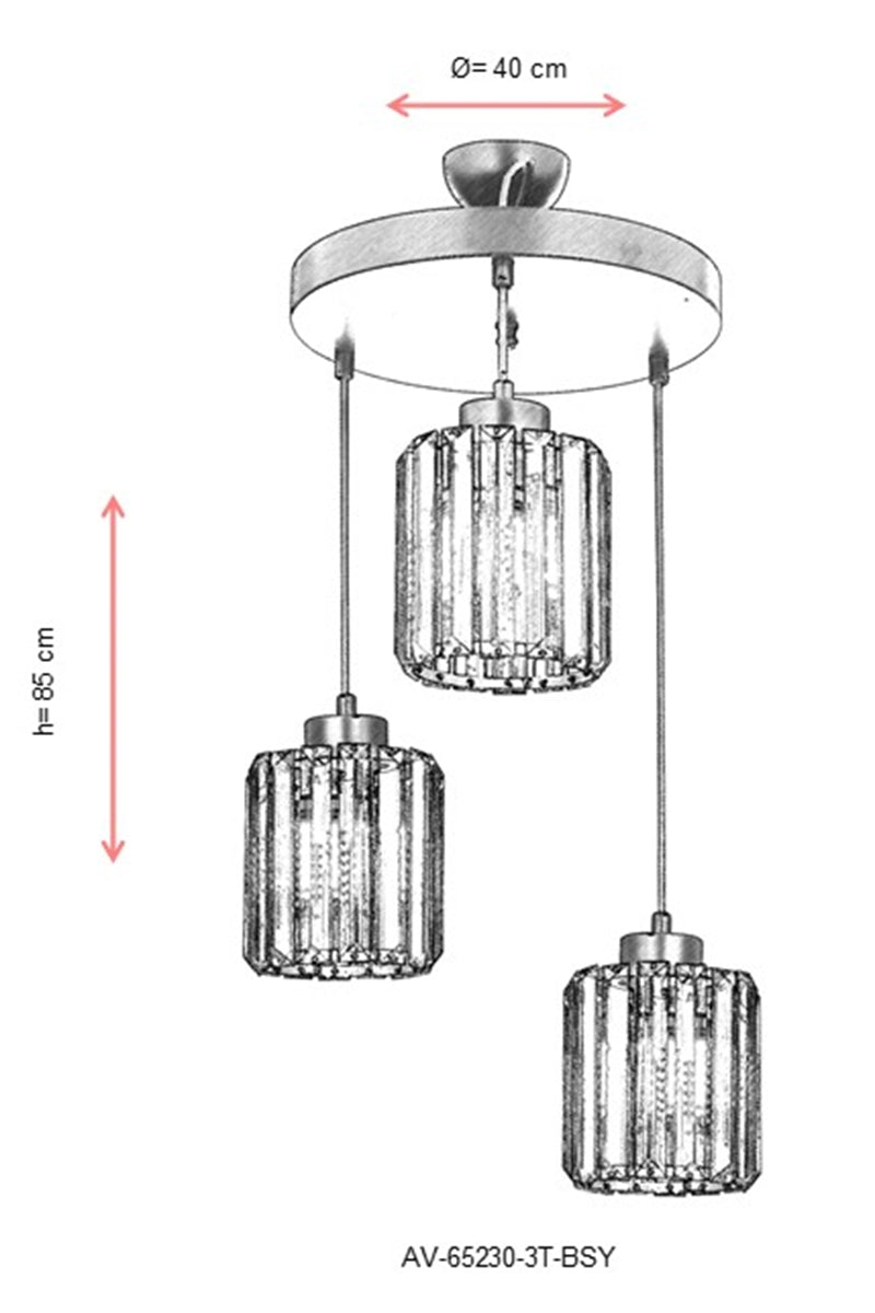 Lustra moderna Avonni Negru , 3XE27, AV-65230-3T-BSY - AsiHome
