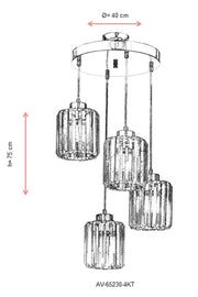 Lustra moderna Avonni Crom , 4XE27, AV-65230-4KT - AsiHome