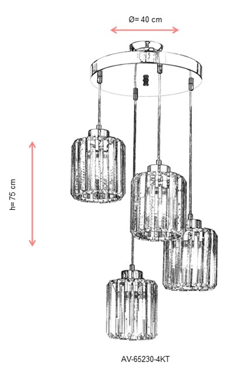 Lustra moderna Avonni Crom , 4XE27, AV-65230-4KT - AsiHome