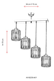 Lustra moderna Avonni Crom , 4XE27, AV-65230-4KY - AsiHome