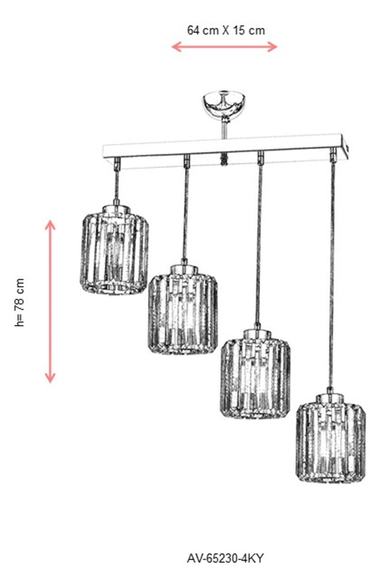 Lustra moderna Avonni Crom , 4XE27, AV-65230-4KY - AsiHome