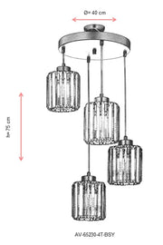 Lustra moderna Avonni Negru , 4XE27, AV-65230-4T-BSY - AsiHome